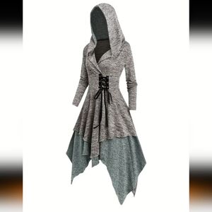 Women's Plus Size Hooded uneven hem dress/plus size blouse